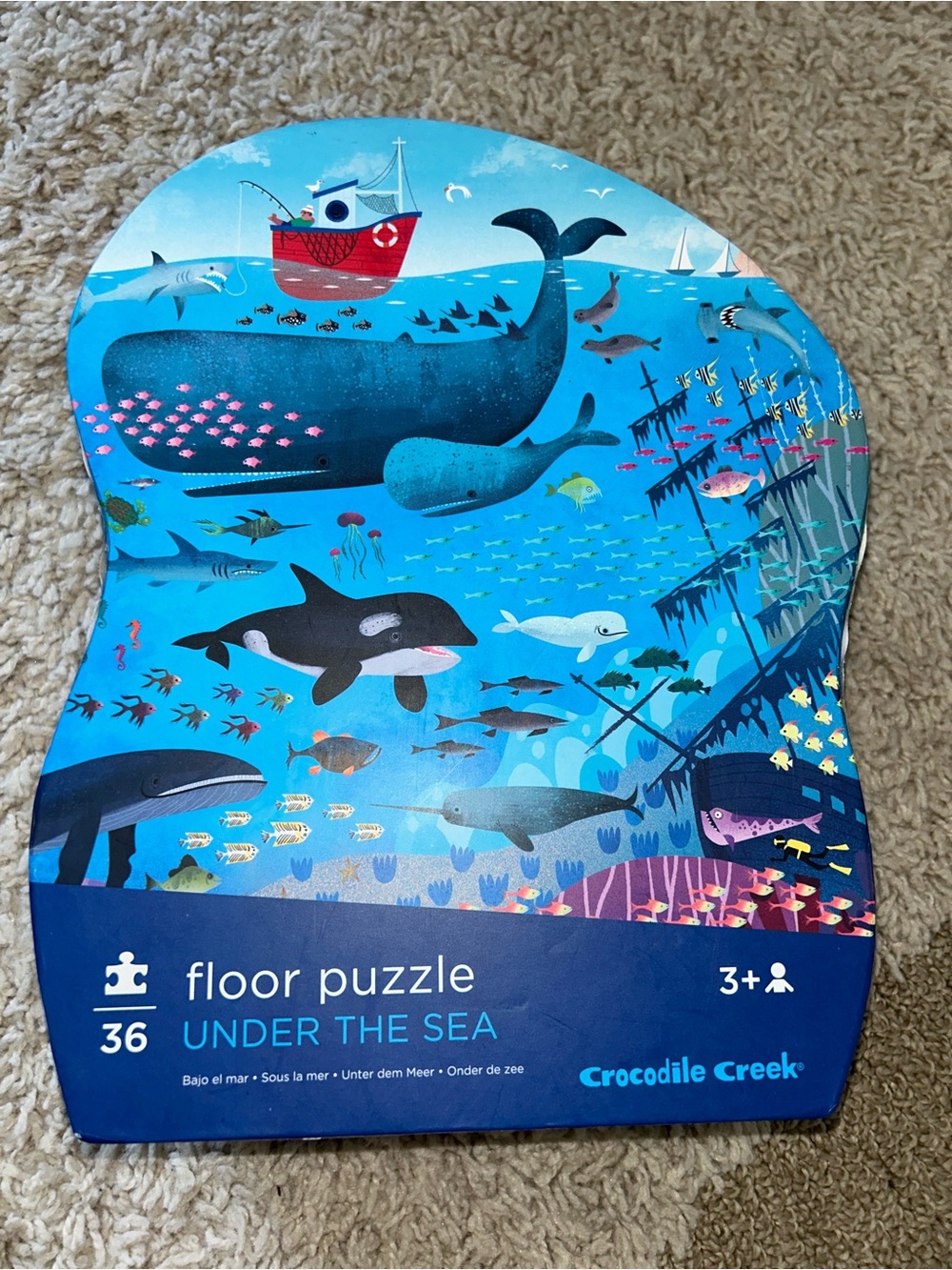 Crocodile Creek Under the Sea 36 Piece Floor Puzzle sealife whales orca shark